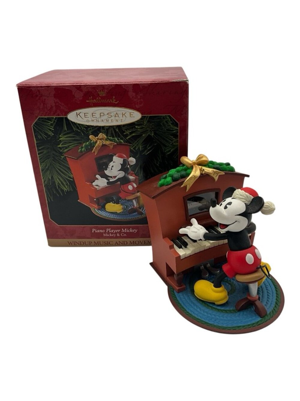 Hallmark VTG Ornament Piano Player Mickey Mouse w/ Wind Up Music & Movement 1999